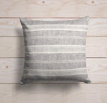 Load image into Gallery viewer, Multistripe Linen Pillow Cover in Graphite
