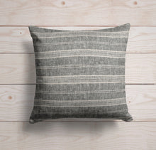 Load image into Gallery viewer, Multistripe Linen Pillow Cover in Black
