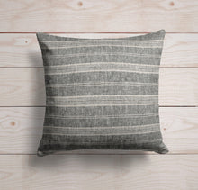 Load image into Gallery viewer, Multistripe Linen Pillow Cover in Black