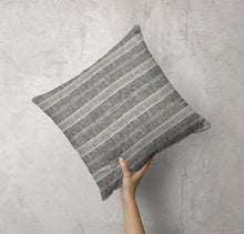 Load image into Gallery viewer, Multistripe Linen Pillow Cover in Black
