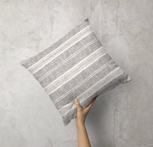 Load image into Gallery viewer, Multistripe Linen Pillow Cover in Graphite