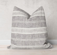 Load image into Gallery viewer, Multistripe Linen Pillow Cover in Graphite