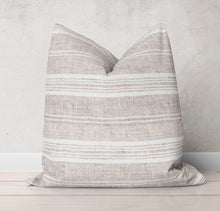 Load image into Gallery viewer, Multistripe Linen Pillow Cover in Birch