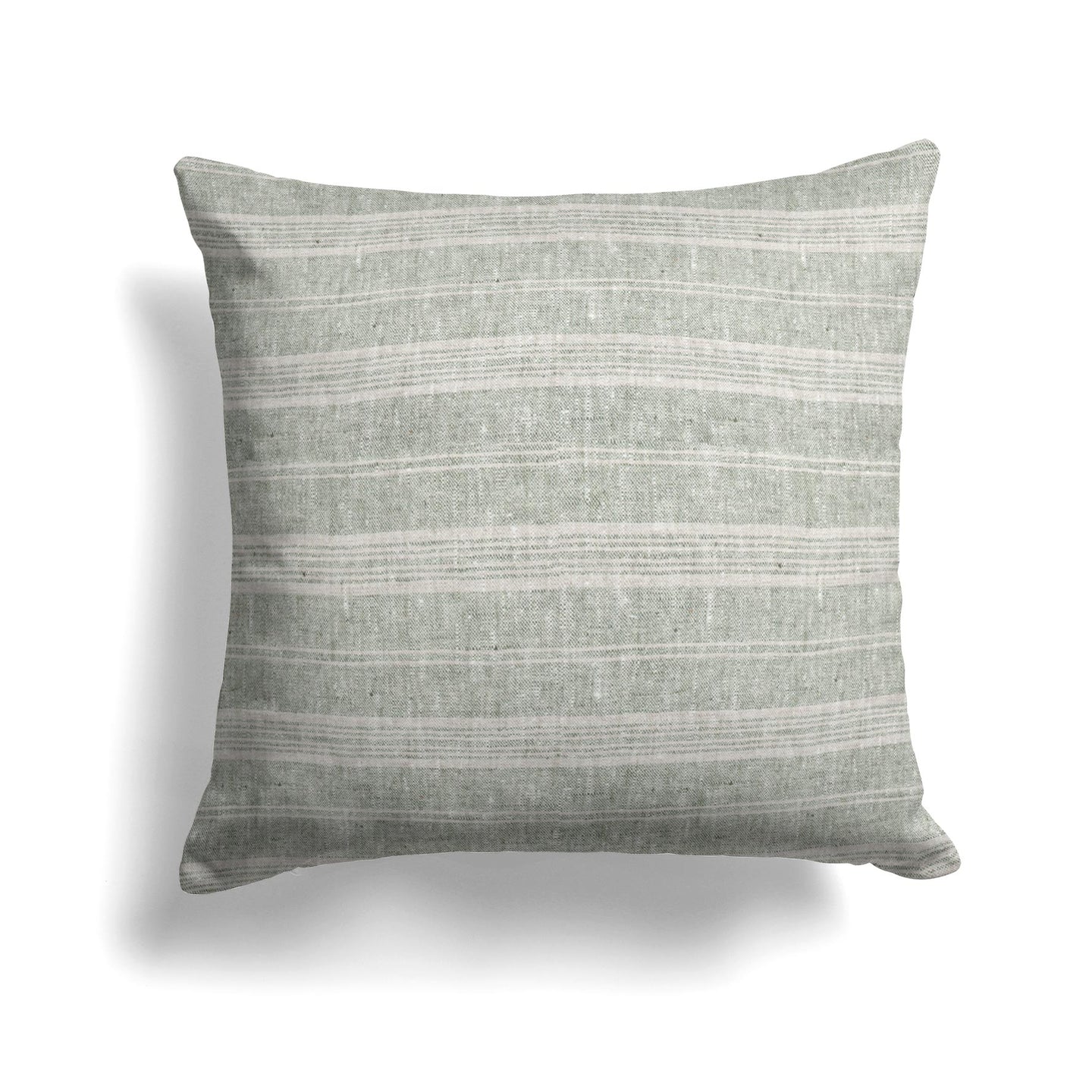 Multistripe Linen Pillow Cover in Green