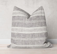 Load image into Gallery viewer, Multistripe Linen Pillow Cover in Graphite
