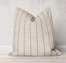 Load image into Gallery viewer, Striped Linen Pillow Cover in Black
